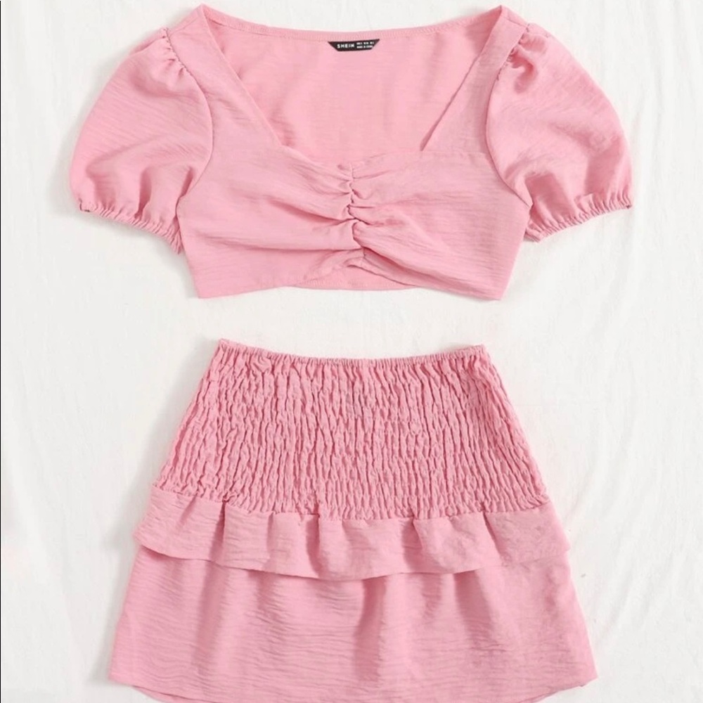 pink shein 2 piece set
